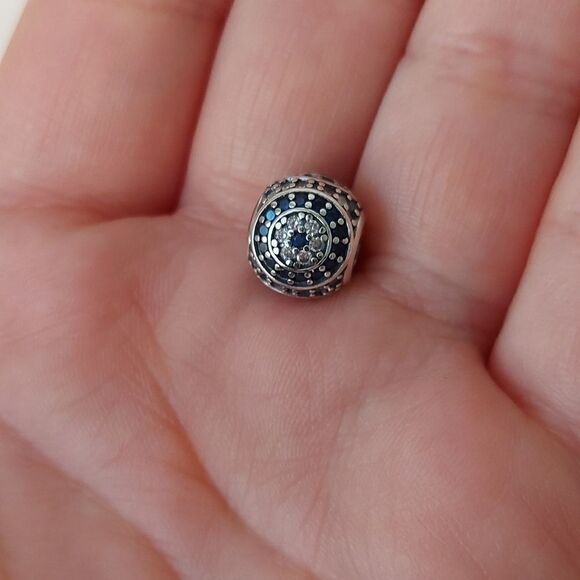 925 Sterling Silver Dark Blue Eye Charm - Picture 5 of 6